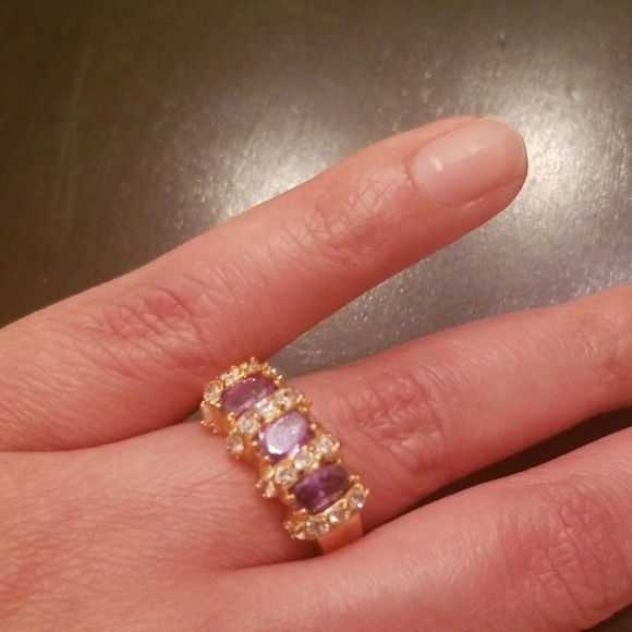 Belle Vie Amethyst 14K Gold-Filled Baguette Ring - Picture 1 of 8